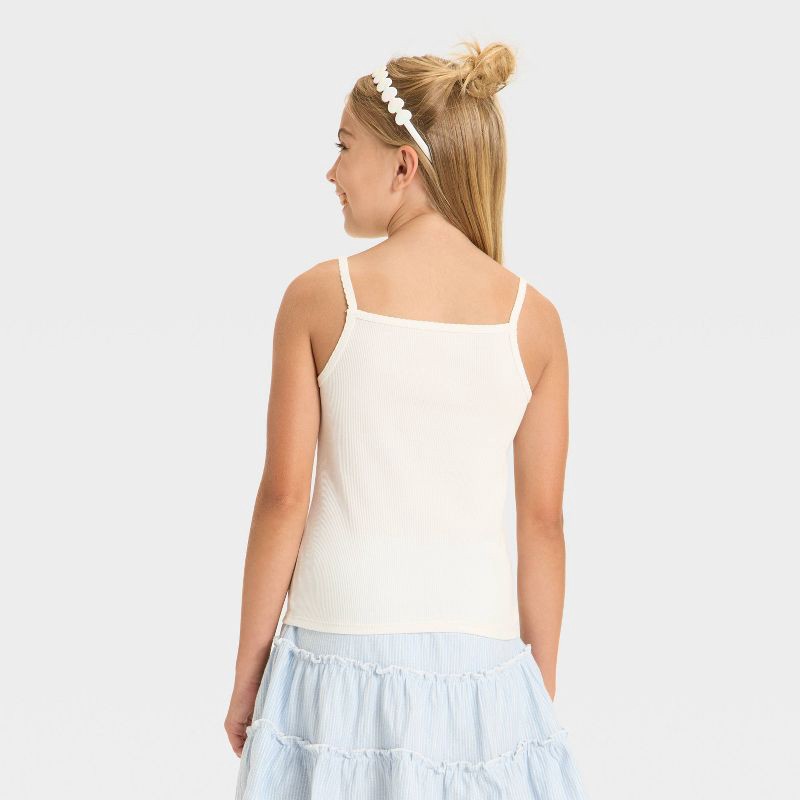 slide 2 of 3, Girls' Fitted Ribbed Tank Top - Cat & Jack™ Cream XL, 1 ct