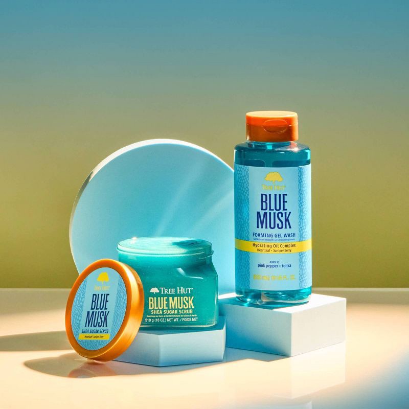 slide 7 of 9, Tree Hut Foaming Gel Body Wash - Blue Musk - 18 fl oz, 18 fl oz