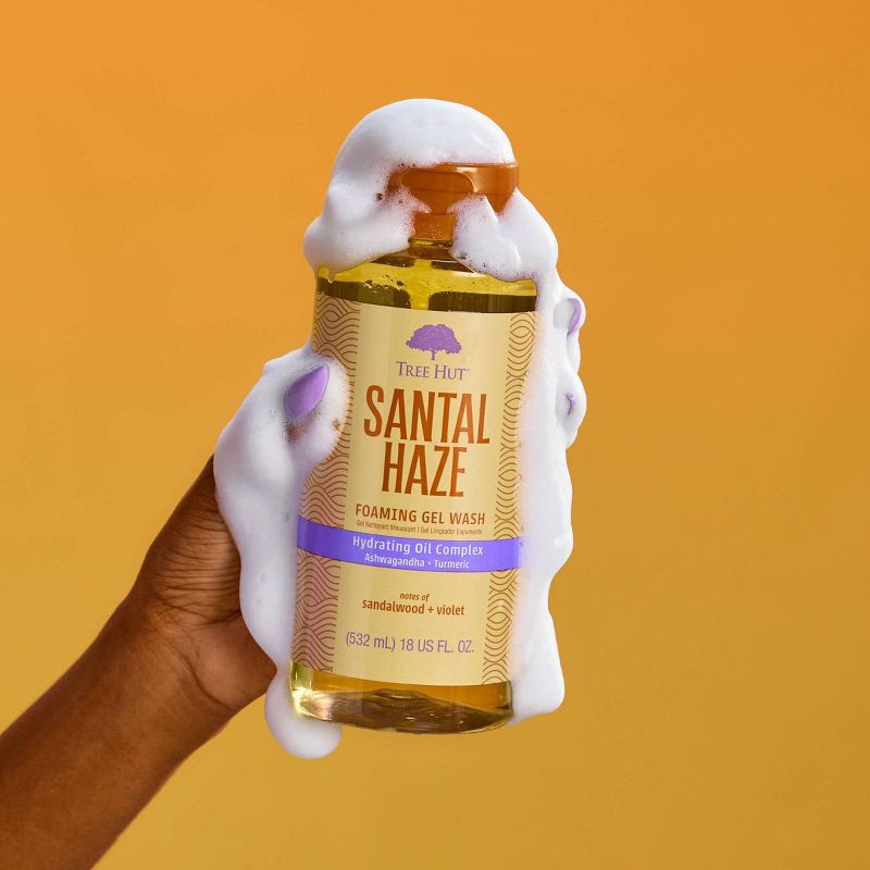 slide 9 of 10, Tree Hut Foaming Gel Body Wash - Santal Haze - 18 fl oz, 18 fl oz