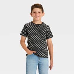 Boys' Short Sleeve Checkered T-Shirt - Cat & Jack™ Charcoal Gray S