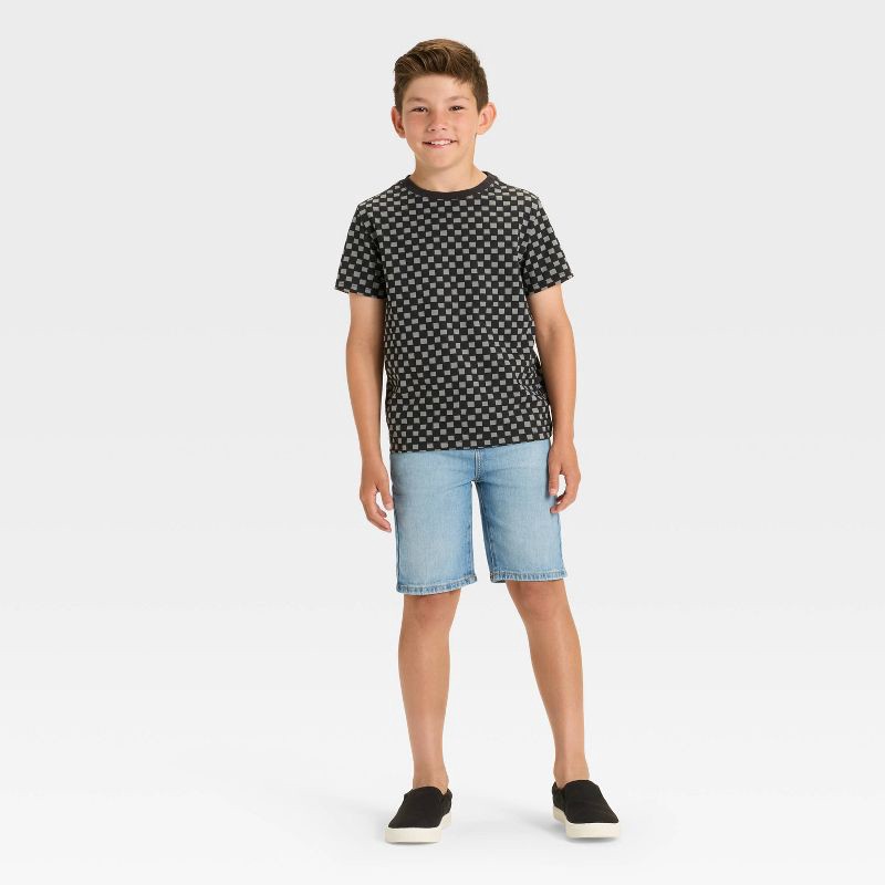slide 3 of 3, Boys' Short Sleeve Checkered T-Shirt - Cat & Jack™ Charcoal Gray M, 1 ct