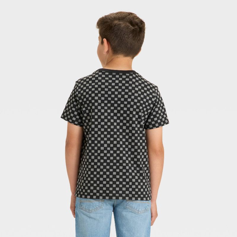 slide 2 of 3, Boys' Short Sleeve Checkered T-Shirt - Cat & Jack™ Charcoal Gray L, 1 ct