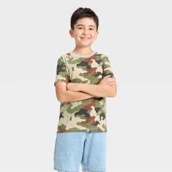 Boys' Short Sleeve Camouflage Printed T-Shirt - Cat & Jack™ Khaki/Green XS