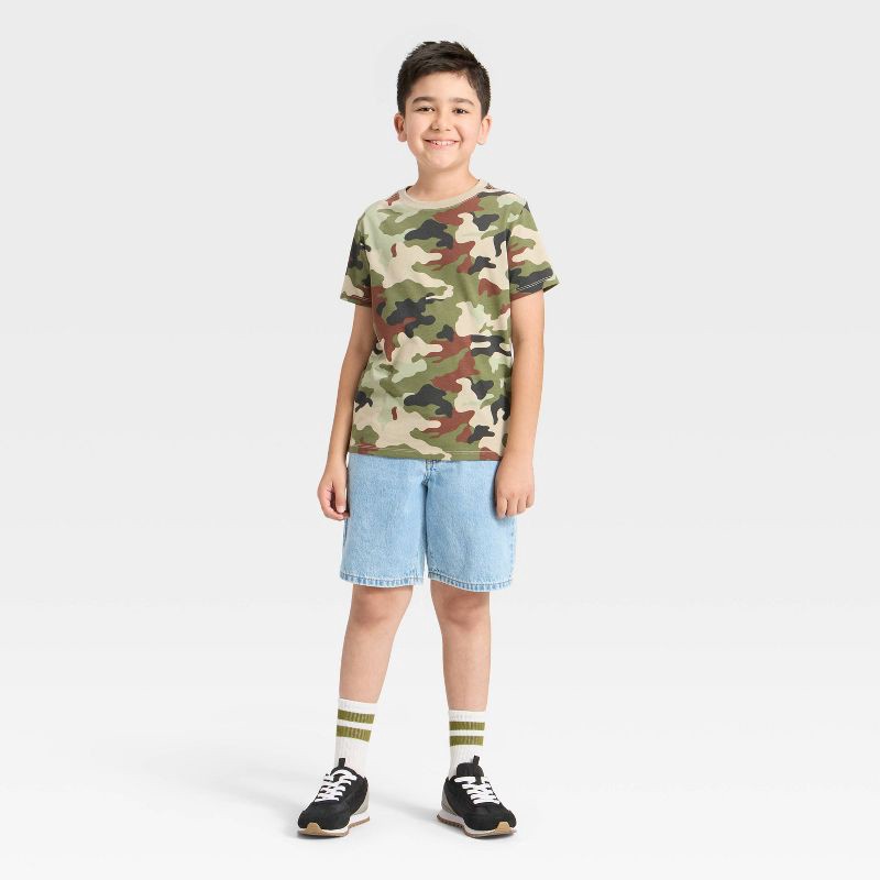 slide 3 of 3, Boys' Short Sleeve Camouflage Printed T-Shirt - Cat & Jack™ Khaki/Green S, 1 ct