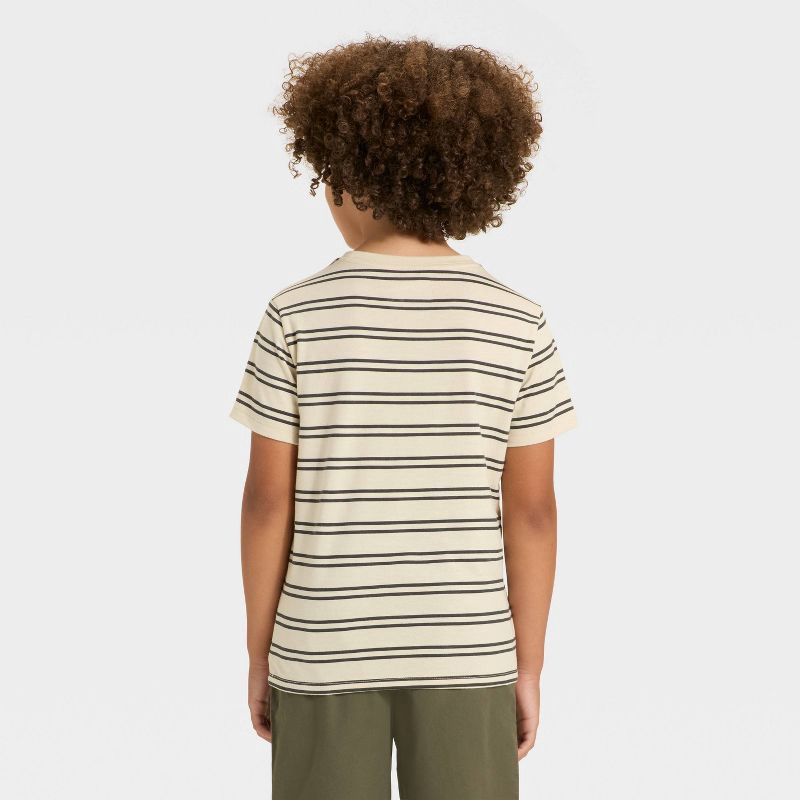 slide 2 of 3, Boys' Short Sleeve Striped T-Shirt - Cat & Jack™ Khaki M, 1 ct