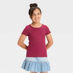 Girls' Short Sleeve Ribbed T-Shirt - Cat & Jack™ Garnet Red XS
