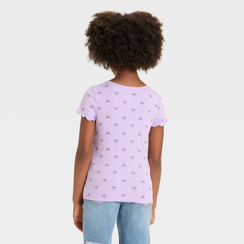 slide 2 of 3, Girls' Short Sleeve Ribbed T-Shirt - Cat & Jack™ Lavender L, 1 ct