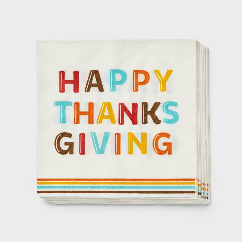 slide 1 of 3, 20ct Happy Thanksgiving Lunch Napkins - Spritz™, 20 ct