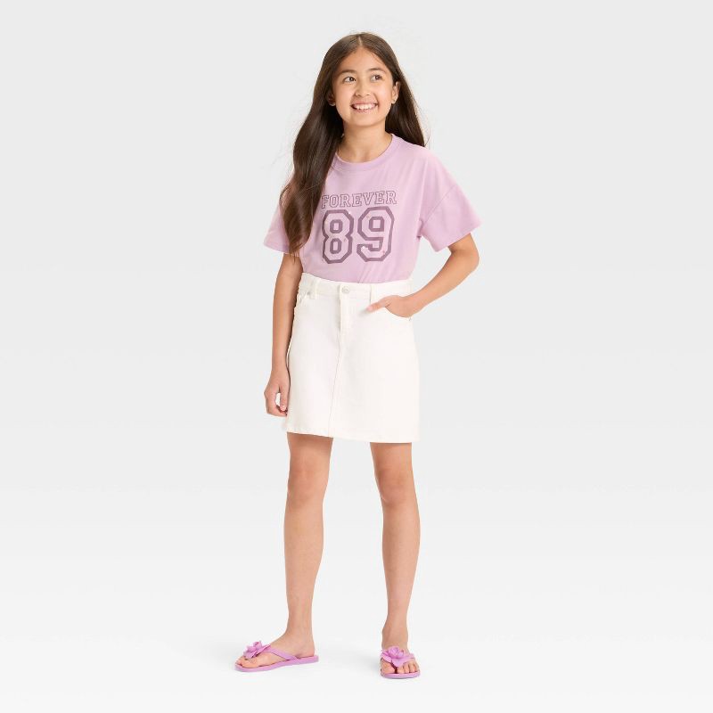 slide 3 of 4, Girls' Short Sleeve Knit Oversized Graphic T-Shirt - Cat & Jack™ Purple XL, 1 ct