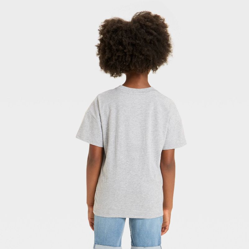 slide 4 of 4, Girls' Short Sleeve Knit Oversized Graphic T-Shirt - Cat & Jack™ Heather Gray L, 1 ct