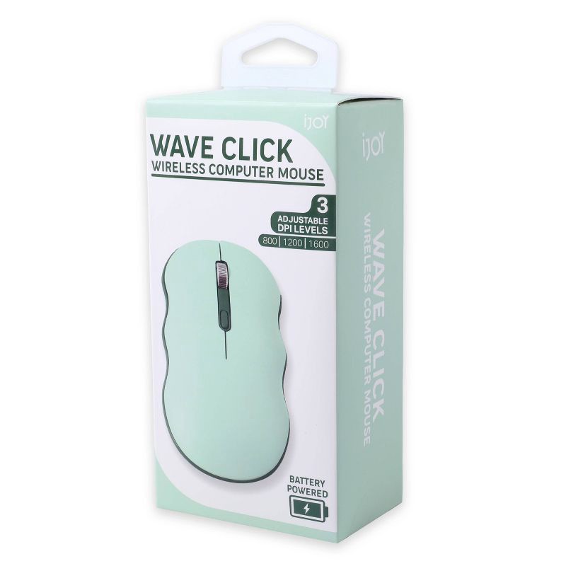 slide 3 of 5, iJoy Wireless Wavy Computer Mouse - Green, 1 ct