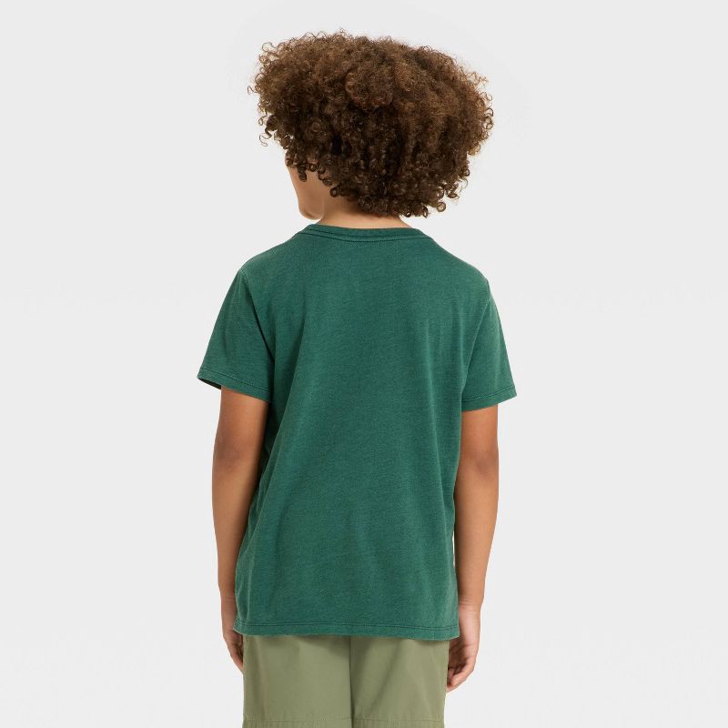 slide 2 of 3, Boys' Short Sleeve Washed Pocket T-Shirt - Cat & Jack™ Dark Green XL, 1 ct