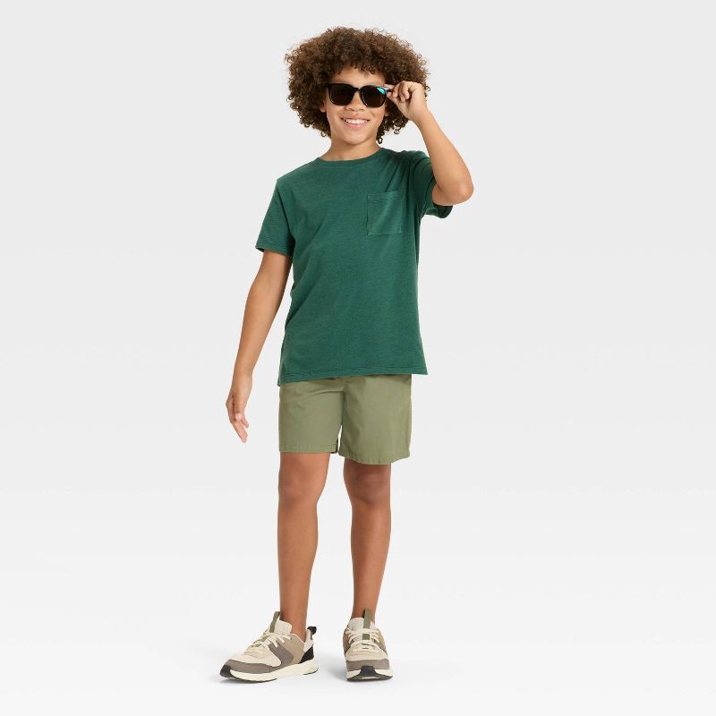 slide 3 of 3, Boys' Short Sleeve Washed Pocket T-Shirt - Cat & Jack™ Dark Green XL, 1 ct