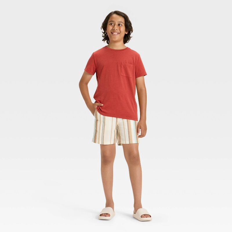 slide 3 of 3, Boys' Short Sleeve Washed Pocket T-Shirt - Cat & Jack™ Brick Red M, 1 ct
