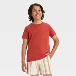Boys' Short Sleeve Washed Pocket T-Shirt - Cat & Jack™ Brick Red M