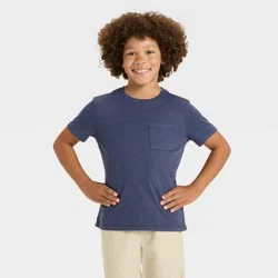 Boys' Short Sleeve Washed Pocket T-Shirt - Cat & Jack™ Navy Blue S