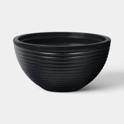 Grooved Bowl Outdoor Planter Black 20"x10" - Threshold™