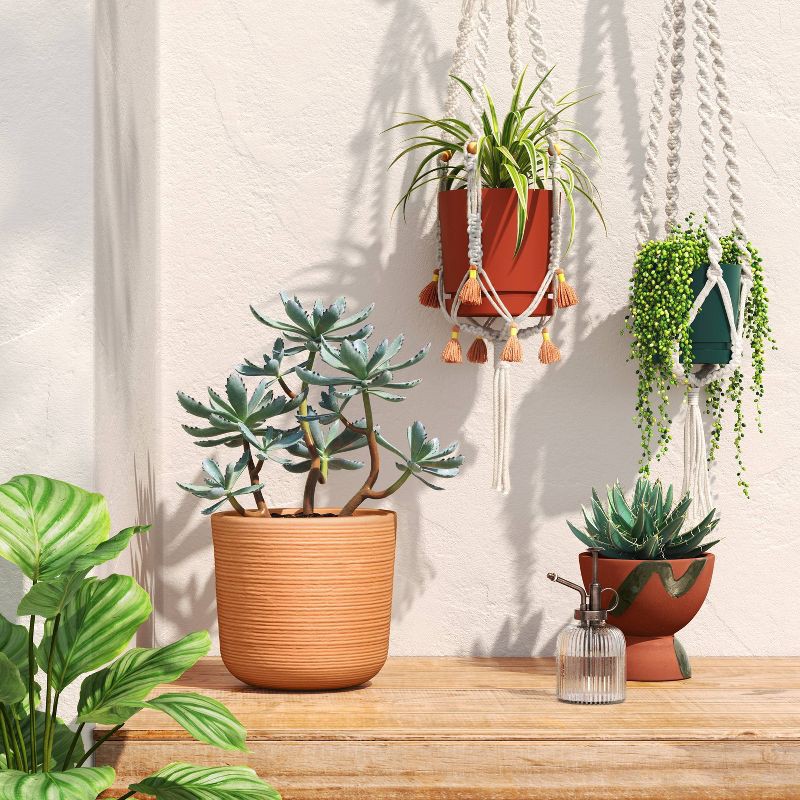 slide 2 of 4, 38'' Macrame Recycled Polyester Plant Hanger Cream - Threshold™, 1 ct