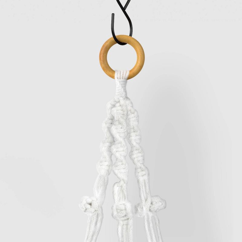 slide 4 of 4, 38'' Macrame Recycled Polyester Plant Hanger Cream - Threshold™, 1 ct
