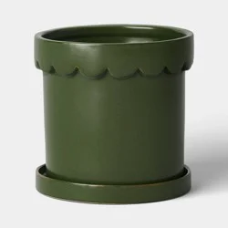 Ceramic Modern Outdoor Planter Green 8"x7.75" - Threshold™