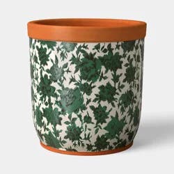 Terracotta Outdoor Floral Patterned Planter 8"x8.2" - Threshold™
