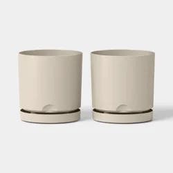 2pc Recycled Resin Indoor Outdoor Planter Pots Tan 4" - Room Essentials™