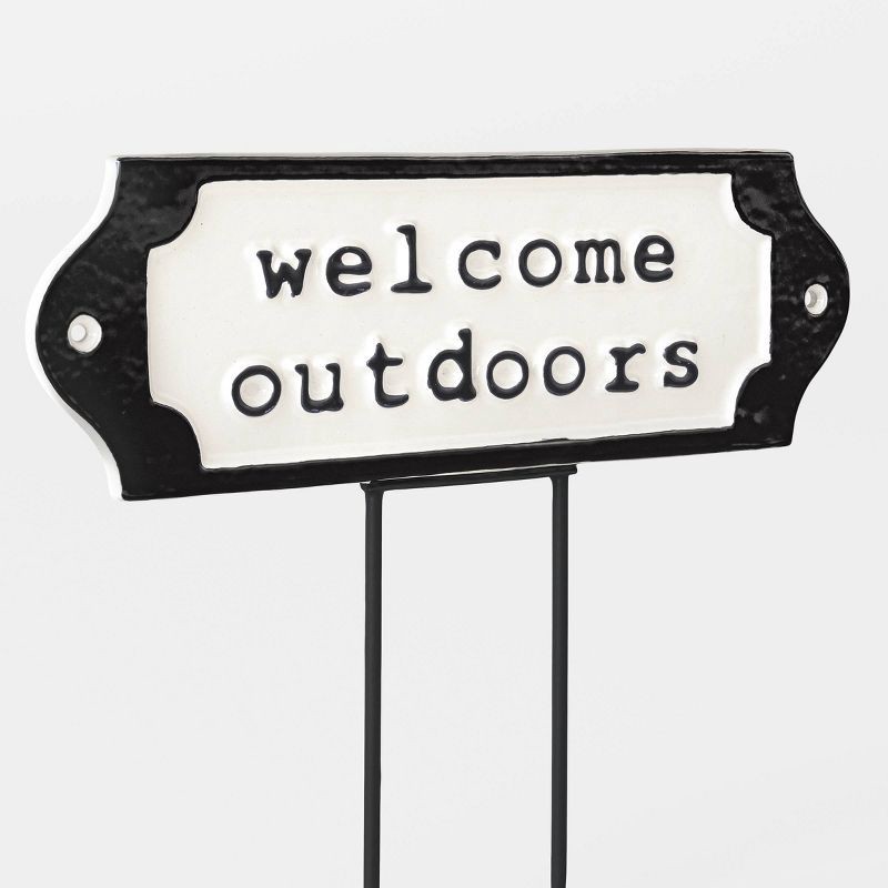 slide 4 of 4, Metal "Welcome Outdoors" Garden Sign - Threshold™, 1 ct