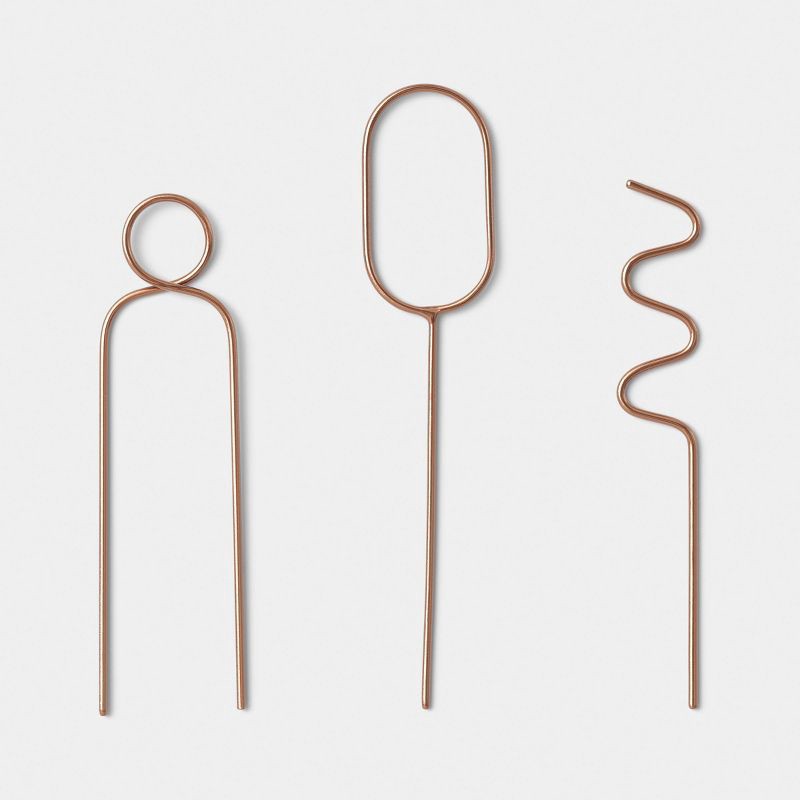 slide 1 of 5, 3pc Copper Metal Figural Pot Stakes - Threshold™, 3 ct