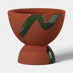 6" Ceramic Outdoor Abstract Modern Planter Pot Terracotta Orange - Threshold™