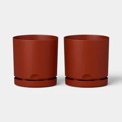 2pc Recycled Resin Indoor Outdoor Planter Pots Dark Red 4" - Room Essentials™