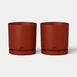 2pc Recycled Resin Indoor Outdoor Planter Pots Dark Red 4" - Room Essentials™