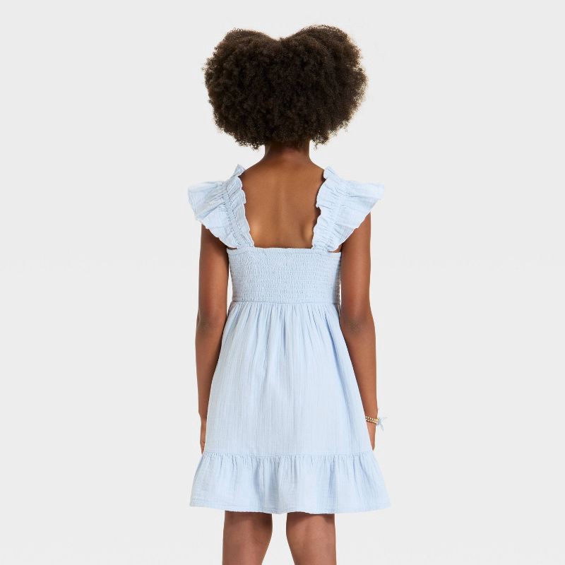 slide 3 of 3, Girls' Sleeveless Solid Woven Dress - Cat & Jack™ Light Blue L, 1 ct