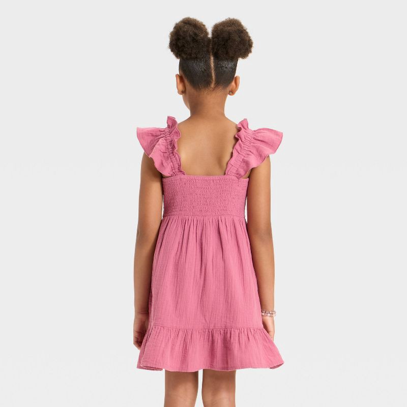 slide 3 of 3, Girls' Sleeveless Solid Woven Dress - Cat & Jack™ Rose Pink XL, 1 ct