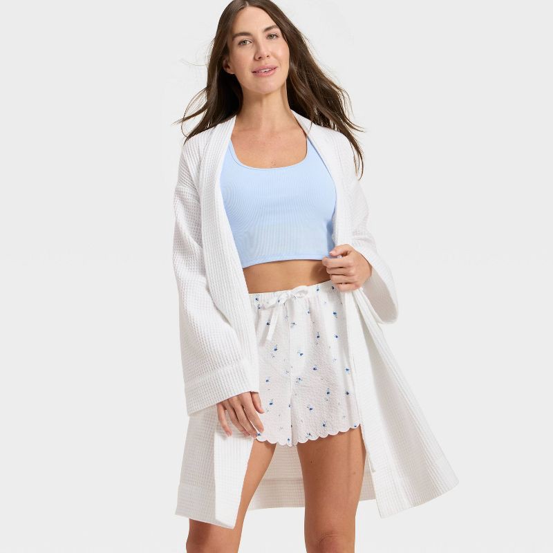 slide 3 of 3, Women's Waffle Short Robe - Auden™ White XL/XXL, 1 ct