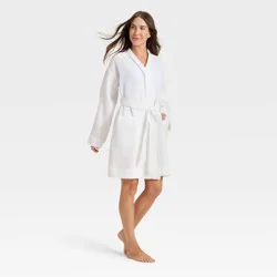 Women's Waffle Short Robe - Auden™ White XL/XXL
