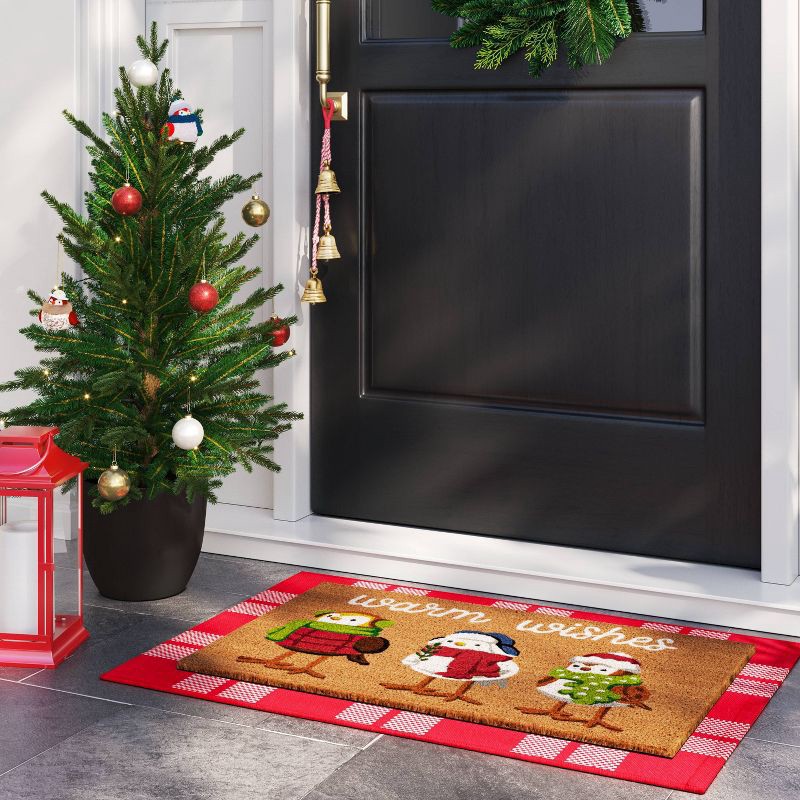 slide 2 of 4, Christmas 'Warm Wishes' Coir Doormat Natural and Red - Wondershop™, 1 ct