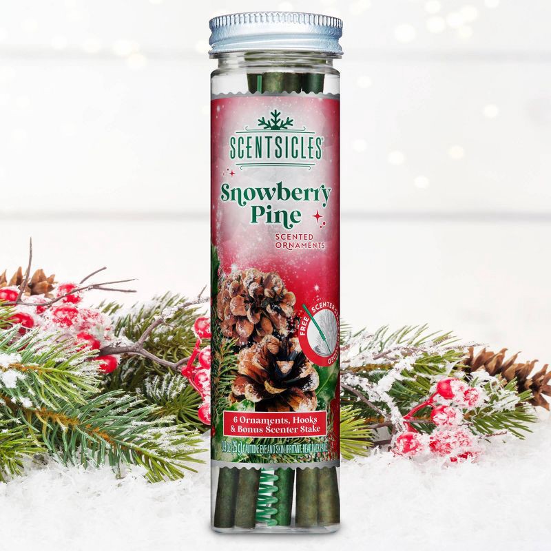 slide 1 of 6, ScentSicles 6pk Snowberry Pine Scented Ornaments, 6 ct