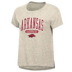 NCAA Arkansas Razorbacks Women's Oatmeal T-Shirt - M: Cotton-Polyester Blend, Crew Neck, Short Sleeve, Solid Pattern