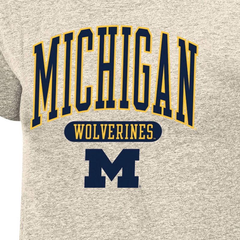 slide 3 of 3, NCAA Michigan Wolverines Women's Oatmeal T-Shirt - M: Cotton-Polyester Blend, Crew Neck, Short Sleeve, 1 ct