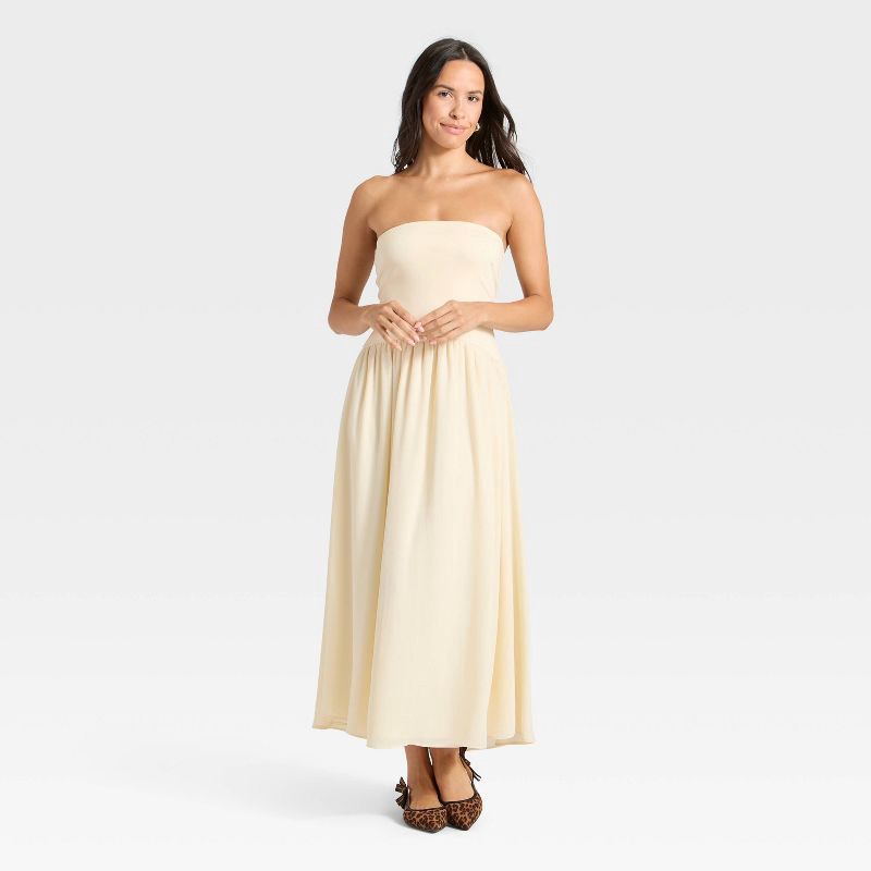 slide 3 of 3, Women's Maxi Dress - A New Day™ Cream XL, 1 ct