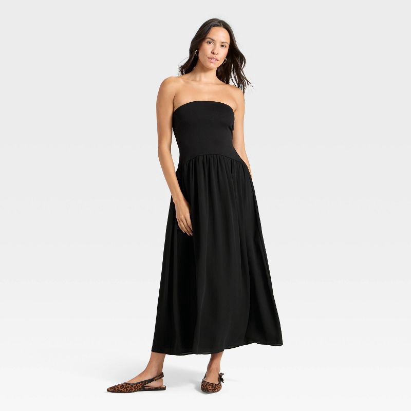 slide 1 of 3, Women's Maxi Dress - A New Day™ Jet Black L, 1 ct