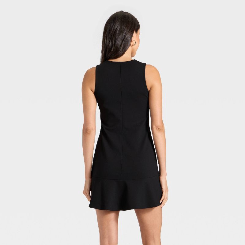 slide 3 of 3, Women's Seam Detail Ponte Knit Flounce Mini Dress - A New Day™ Black XS, 1 ct