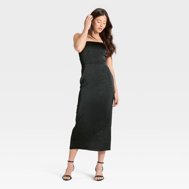 slide 3 of 3, Women's Column Slip Maxi Dress - A New Day™ Black S, 1 ct