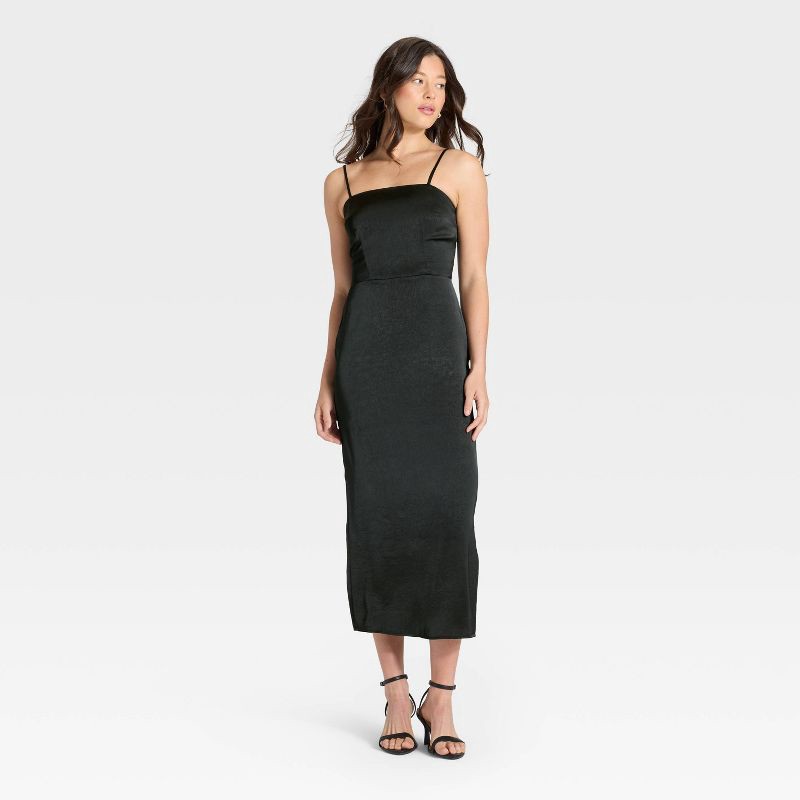 slide 1 of 3, Women's Column Slip Dress - A New Day™ Black M, 1 ct