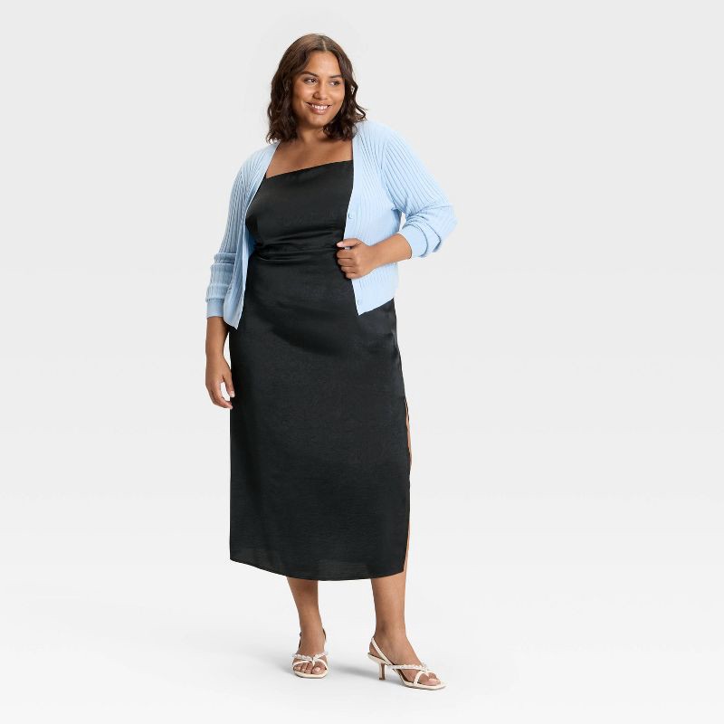 slide 3 of 3, Women's Column Slip Maxi Dress - A New Day™ Black XXL, 1 ct