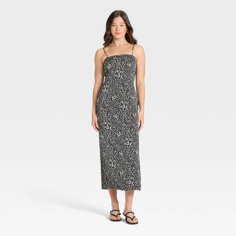 Women's Column Slip Maxi Dress - A New Day Black/White Leopard Print S |  Shipt