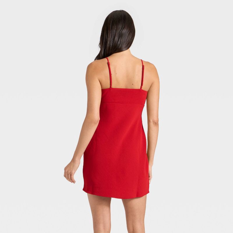 slide 3 of 3, Women's Crepe Slip Mini Dress - A New Day™ Red L, 1 ct