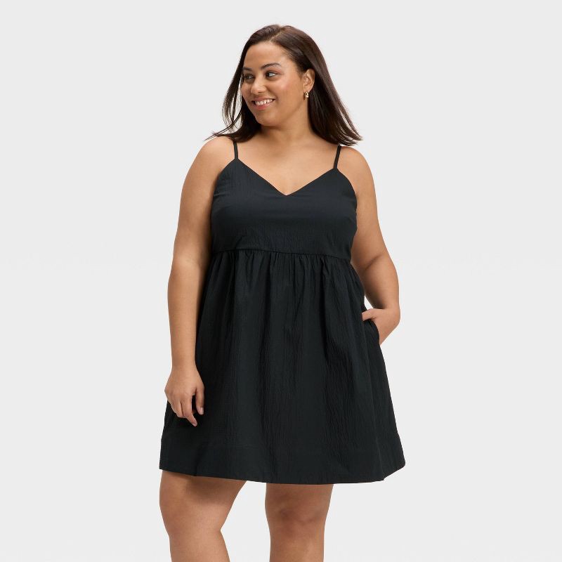slide 1 of 3, Women's Seersucker Mini Dress - A New Day™ Black XXL, 1 ct