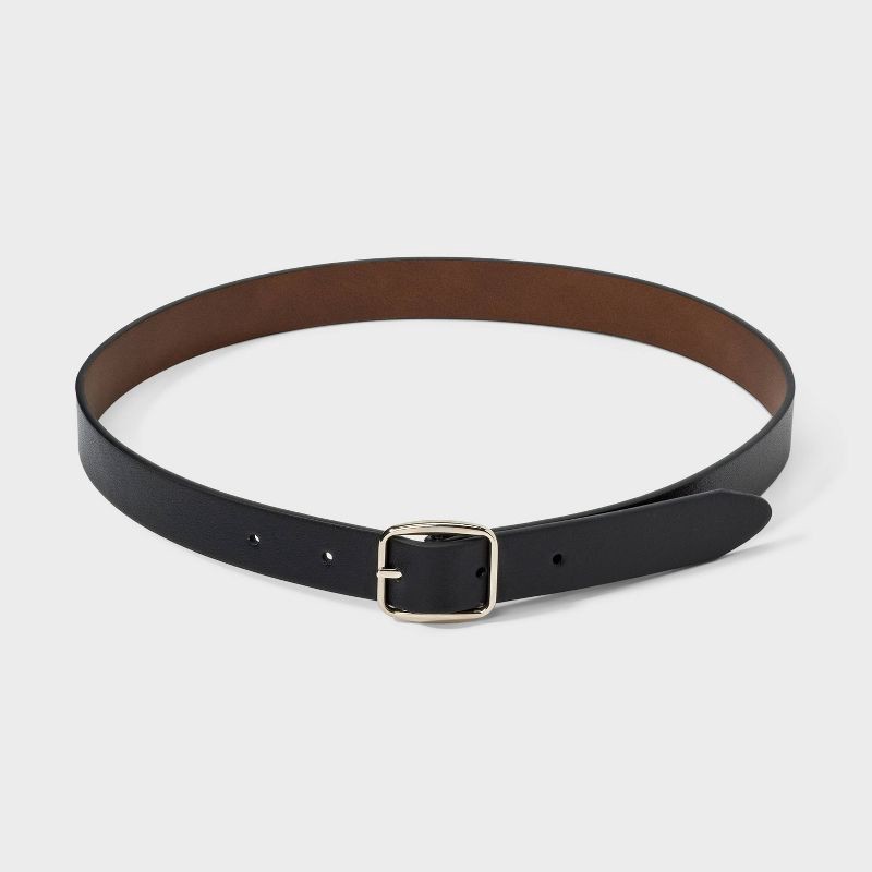 slide 2 of 4, Girls' Solid Reversible Belt - Cat & Jack™ Black/Brown S, 1 ct