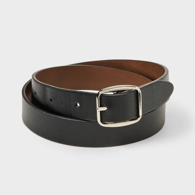 slide 1 of 4, Girls' Solid Reversible Belt - Cat & Jack™ Black/Brown L, 1 ct